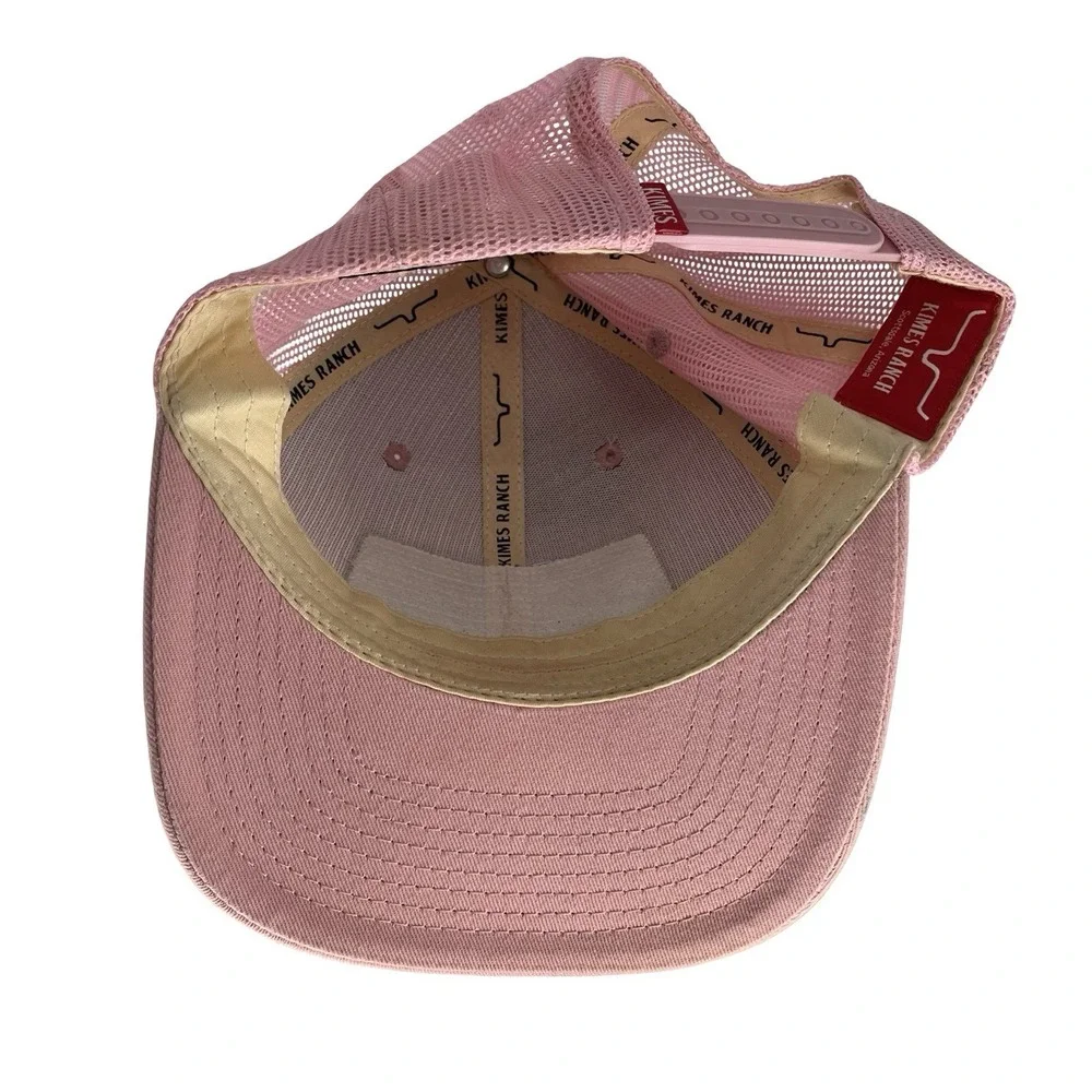 Kimes Ranch Pink Mesh Trucker Hat Bull Horn Logo Patch Snapback Western Cowgirl